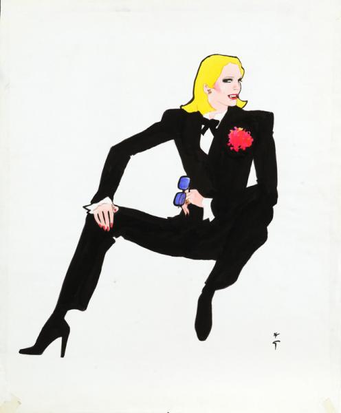 Belle blonde en smocking, circa 1980 René GRUAU